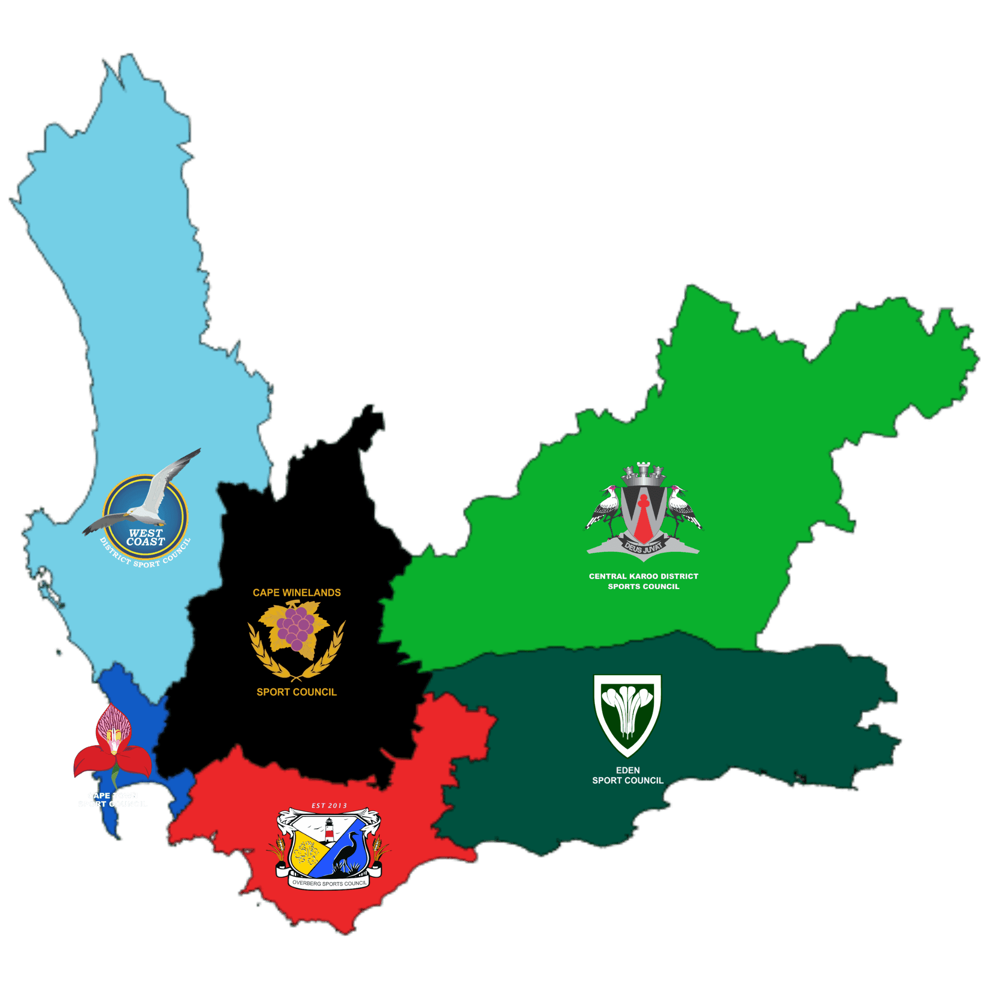 Western Cape district map illustration